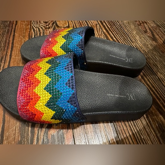 NORDSTROM rhinestone rainbow slides - Picture 1 of 3